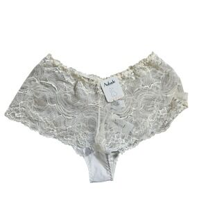 Vintage Aubade G170 Lace Boyshort Panty L Cream Off-White French Lingerie NWT
